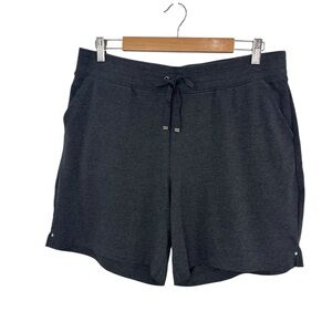 Croft & Barrow Charcoal Gray Knit Shorts Size Large Elastic Waist Side Pockets
